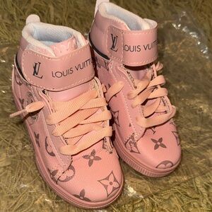 Kids Pink Monogram Sneakers